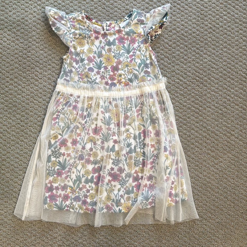 Girls size 4 Hanna Anderson Multi color floral dress. Organic cotton dress l